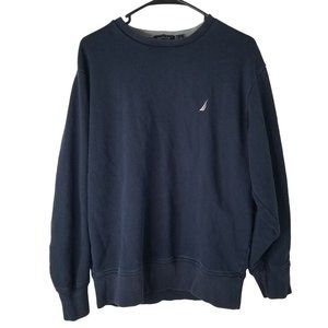 Nautica Navy Blue Long Sleeve Logo Pullover Sweatshirt Size Medium